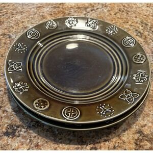VTG Lord Nelson Pottery England Green Celtic Design 2 Dinner Plates HTF